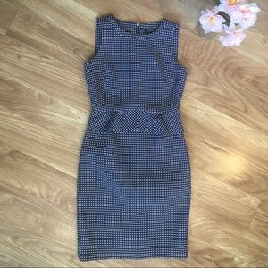 Tahari Navy White Polka Dot Peplum Dress 4